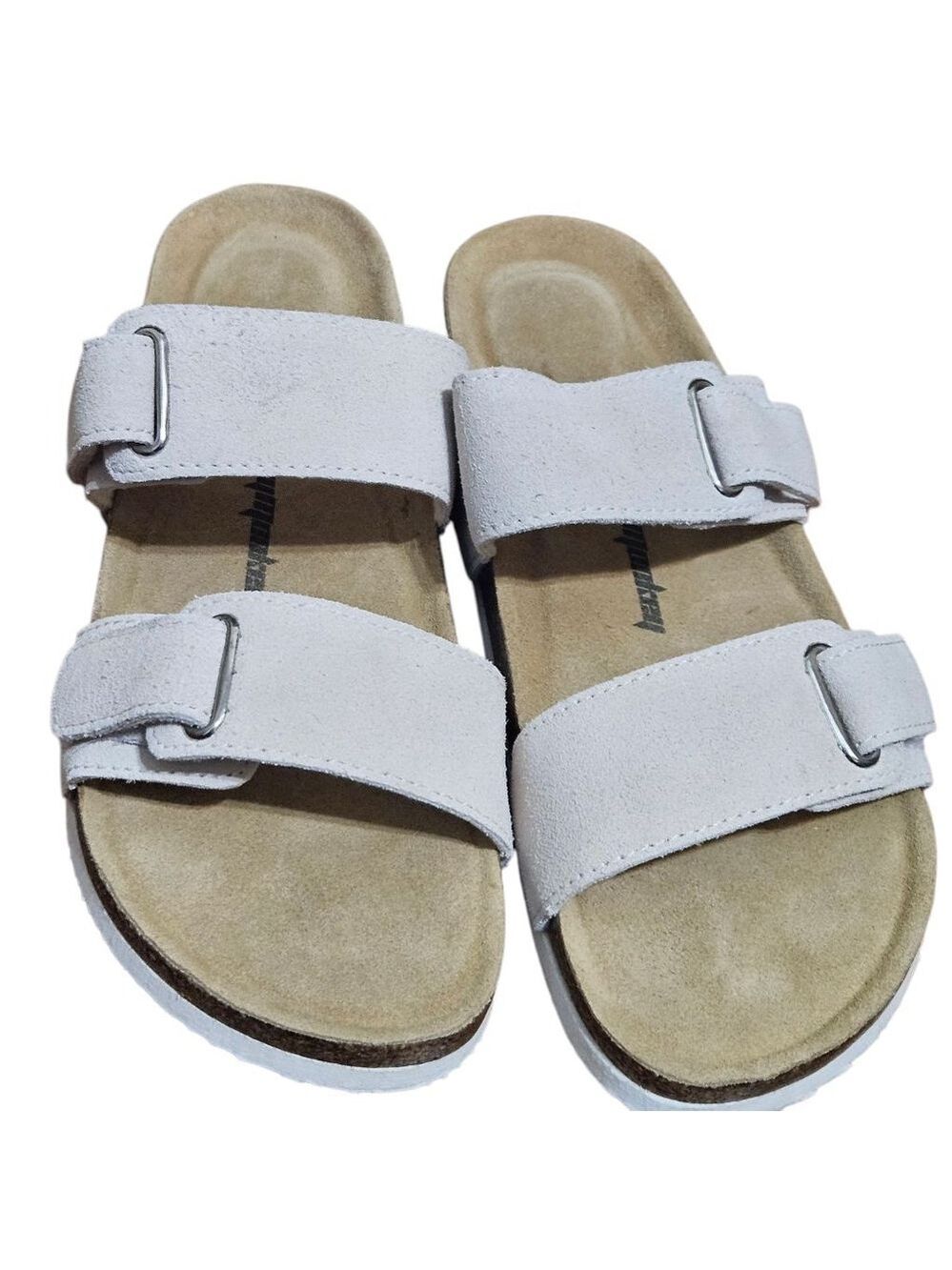 FUNKYMONKEY Beige Unisex Adjustable Double Buckle Slide Sandals Sz 7.5 - Picture 5 of 6